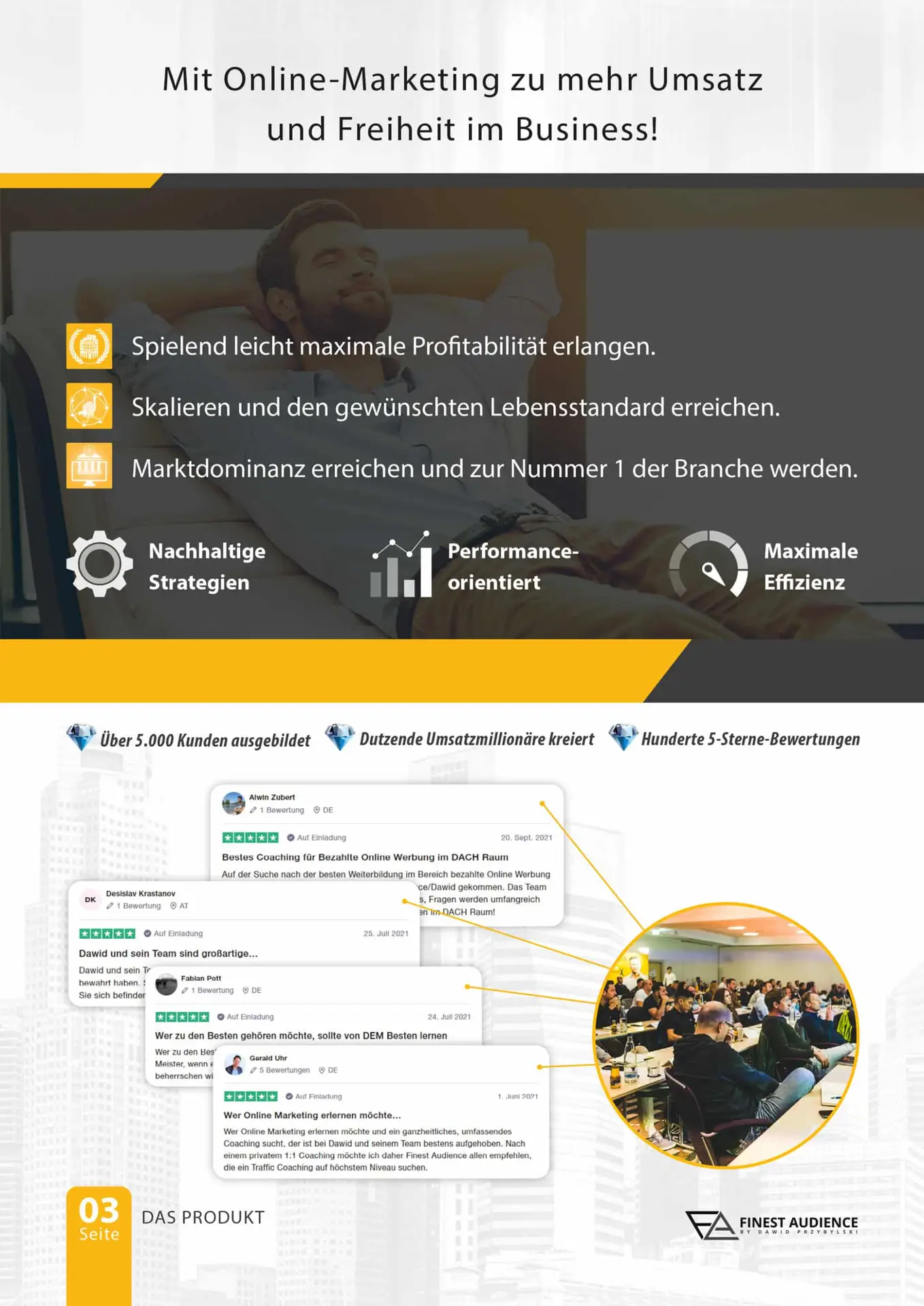 Finest Audience by Dawid Przybylski Finest Audience - Mehr Gewinn durch ansprechende Online-Werbung auf Facebook, Instagram, YouTube und Google!