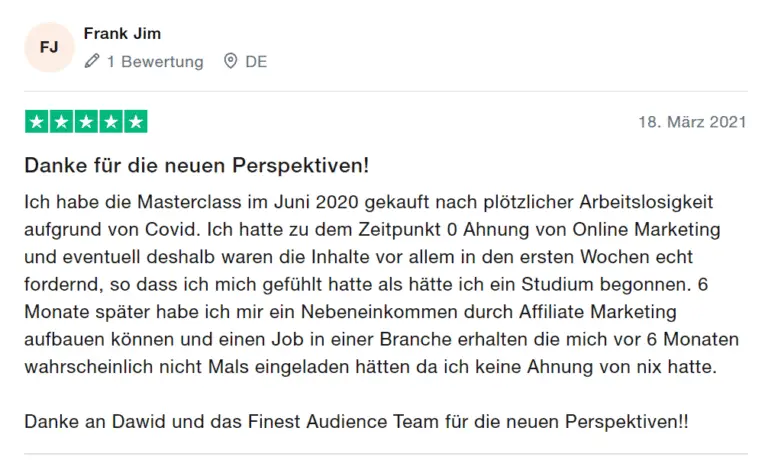 Finest Audience by Dawid Przybylski Finest Audience - Mehr Gewinn durch ansprechende Online-Werbung auf Facebook, Instagram, YouTube und Google!